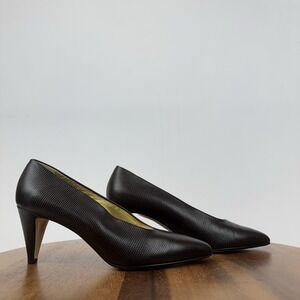 Womens Walter Steiger Vintage Brown Lizard Leather Pumps Heels Size EU 36.5 GUC